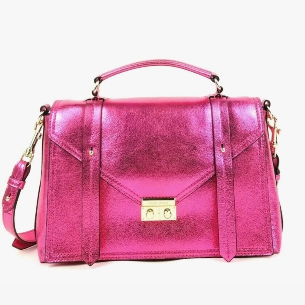 Henri Bendel Cambria Metallic Lipstick Pink Leather Satchel/Crossbody NWT